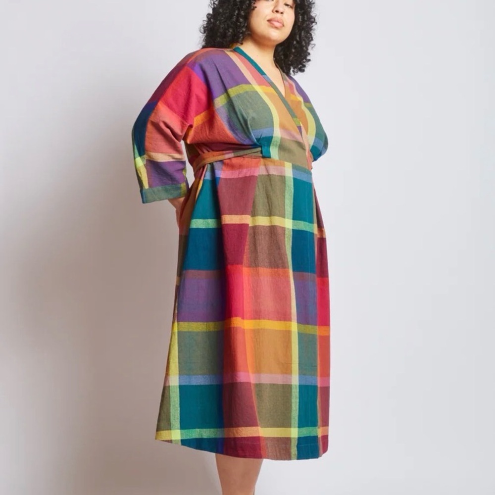 Rujuta Sheth Tara Wrap Dress Madras Chex